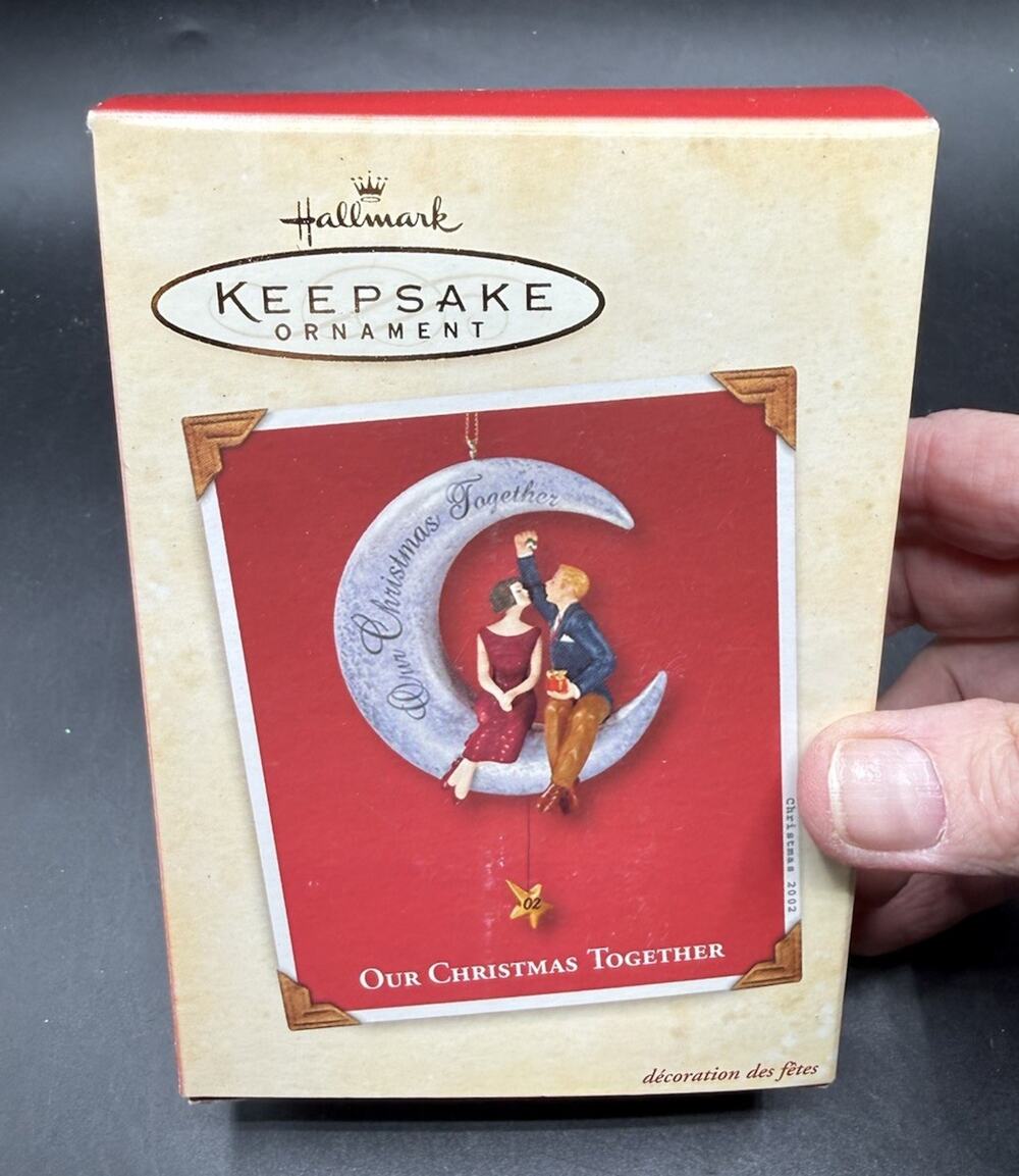 2002 Hallmark Keepsake Ornament Our Christmas Together Couple on Moon 31D